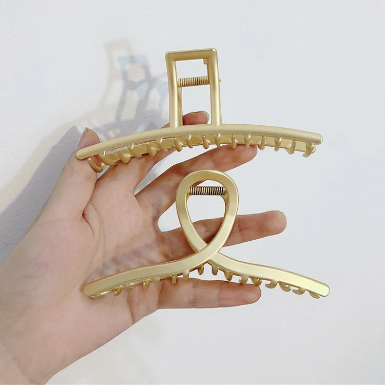 Wholesale 11CM Matt Metal Large French Hair Claw Gold-Plated Shark Clip Hairpin Headwear Made of Durable Alloy