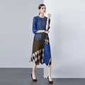 New Designer Beautiful Ruched Woven Pleated Chiffon Natural Waist Printed Patchwork Elegant Casual Plus Size Women's Dress