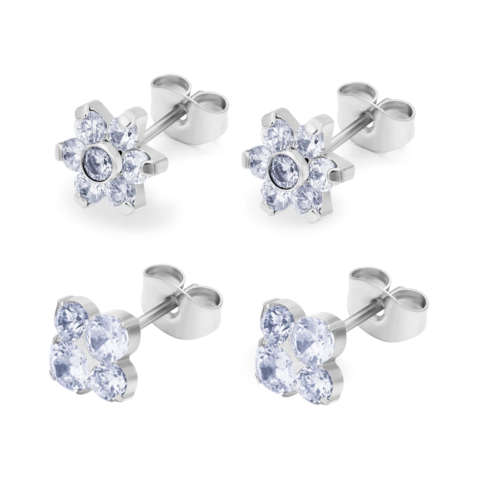 Wholesale ASTM F136 Titanium 20G Flower Shaped Ear Studs Zircon Earrings Butterfly Back Tragus Helix Lobe Piercing Jewelry