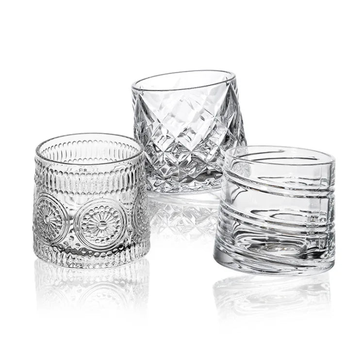 Creative 3D Relief Lead Free Glass Whiskey Glass Top Tumbler with Personality Factory Direct Sales Wine Glass 250ml