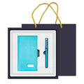 Factory Direct Wholesale PU Leather Cover Business Work Notebook&Plastic Pen with Kraft Paper Packing logo Notebook Gift Set