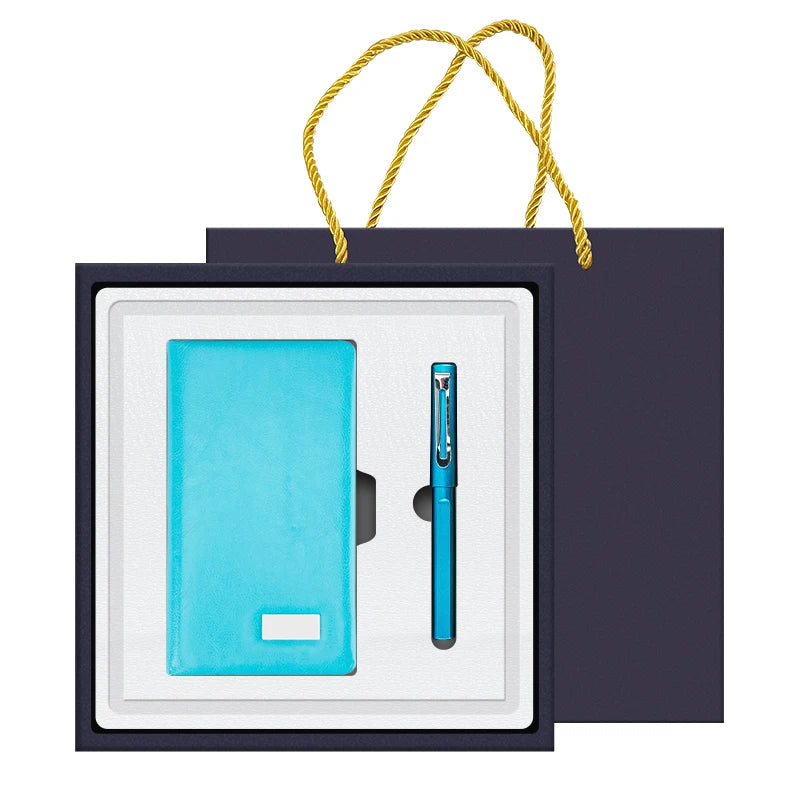 Factory Direct Wholesale PU Leather Cover Business Work Notebook&Plastic Pen with Kraft Paper Packing logo Notebook Gift Set