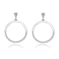 Simple round Circle CZ Diamond 925 Sterling Silver Women's Trendy Big Circle Drop Earrings for Parties and Gifts Silver Plated