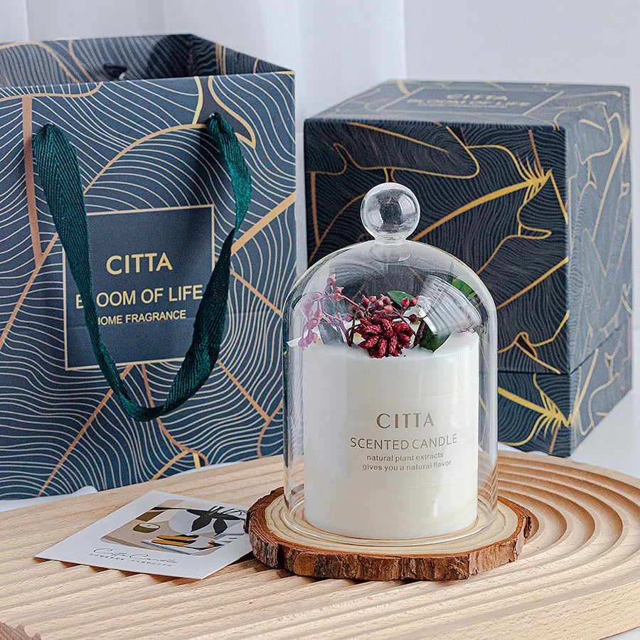 Wholesale Custom Private Label Luxury Dry Flowers Aromatherapy Candles Soy Wax Christmas Valentines Gifts Scented Candle Set