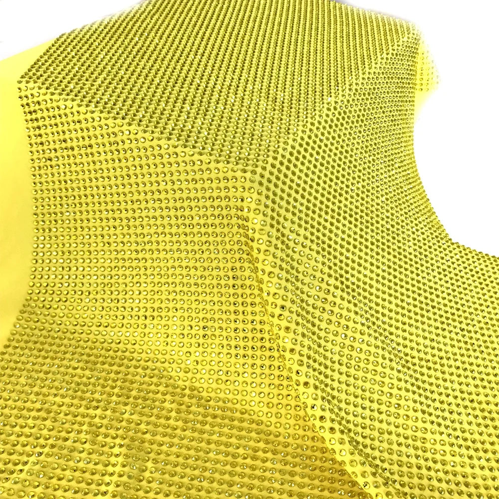 S230 1mm Space Hot Rhinestone and Beaded Fabric Fashion Crystal Mesh Fabric Rhinestone