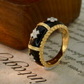 H&F Wholesale Classic Real Diamond Black Agate Wedding Rings Custom 18k 14k 9k Solid Gold Vintage for Women