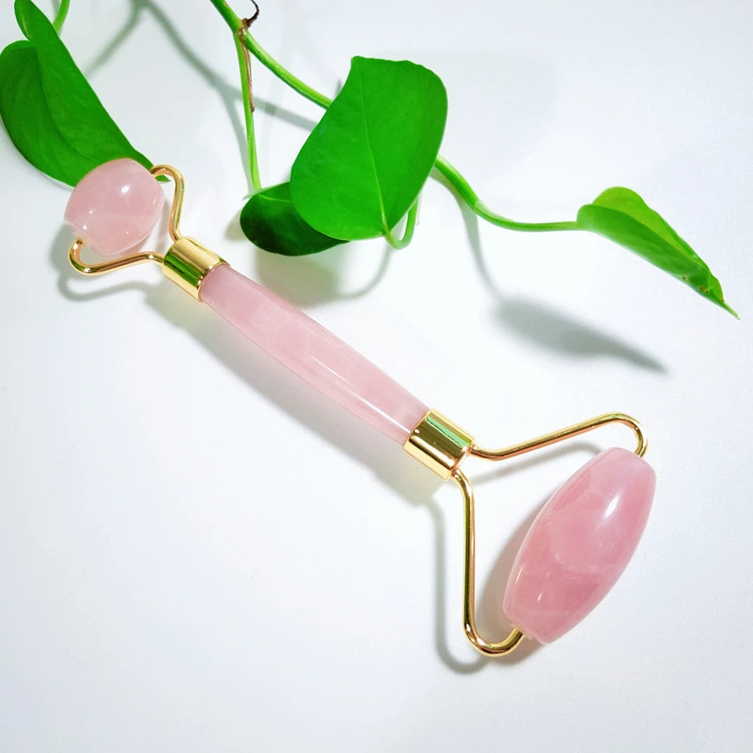 2026 Upgraded Natural Rose Quartz Jade Gem Roller Facial Set with Butterfly Gua Sha Premium Quality Roller for Beauty Care