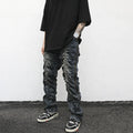 OEM Private Brand Men's Skinny 3D Dirty Denim Jeans White Distressed Colored Print Waterproof Techniques Drop Shipping Stock