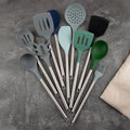 11-Piece Food Grade Silicone Kitchen Utensils Set with Stainless Steel Grip for Cooking and Baking