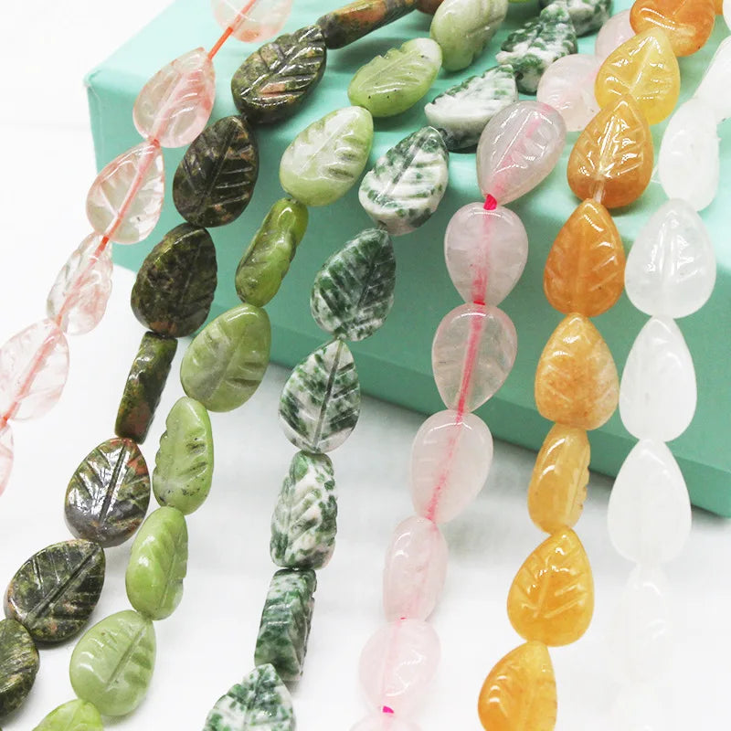 JC Crystal High Quality 8*12mm Leaf Shape Natural Stone Beads Diy Accessories Natural Stone Loose Beads for Jewelry Making
