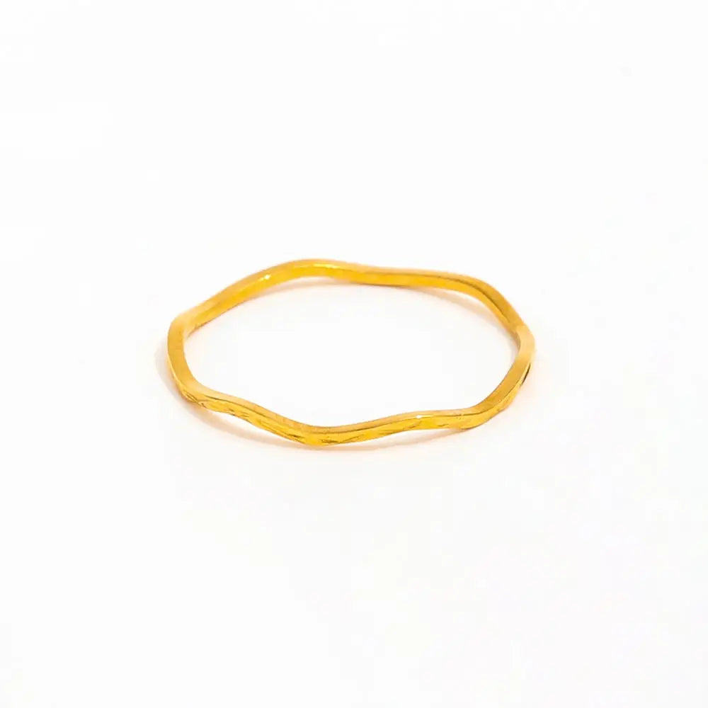 Joolim Jewelry Wholesale 18K Gold Plated Waved Sculpture Stainless Steel Dainty Rings for Women Jewelry Wholesale
