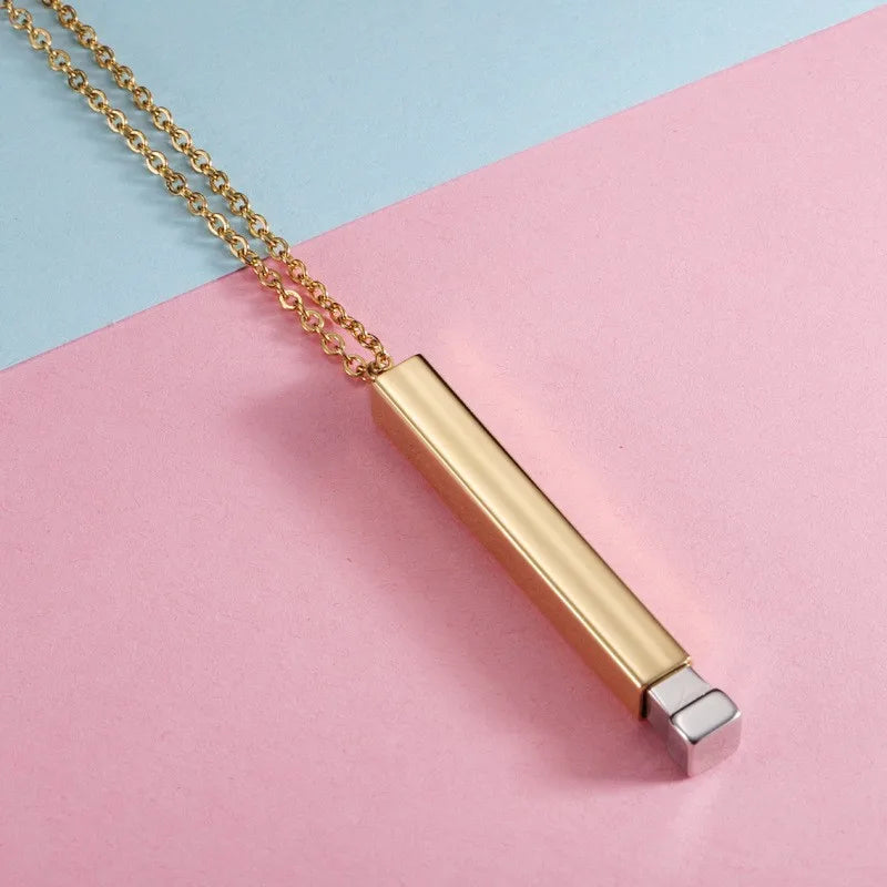 Custom Laser Engraved Name Stainless Steel Blank Hidden bar Necklace for Couple