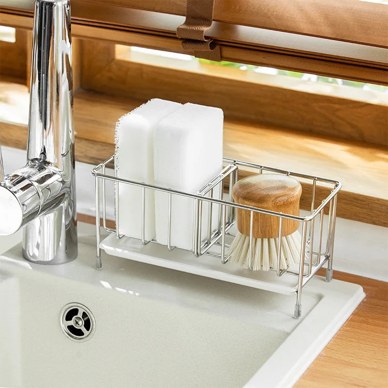 High Quality 304 Stainless Steel Metal Dish Drainer Plate Rack Over-Sink Hook Type Installation for Kitchen for Spices