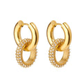 Trendy Thick Chunky 18k Gold Plated Stainless Steel Drop Earrings Jewelry Women Diamond Cubic Zirconia Hoop Earrings