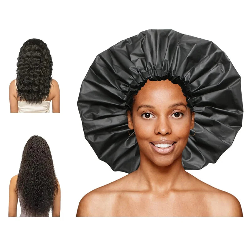 HZM-22124 Extra Large Shower Cap Jumbo Adjustable Reusable EVA Shower Cap for Dreadlocks Waterproof Bath Cap for Women