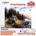 Orfon Dropshipping Landscape Paint by Numbers Kit - Cozy Stone Cottage & Seaside Woods Art for Home Decor DIY Craft