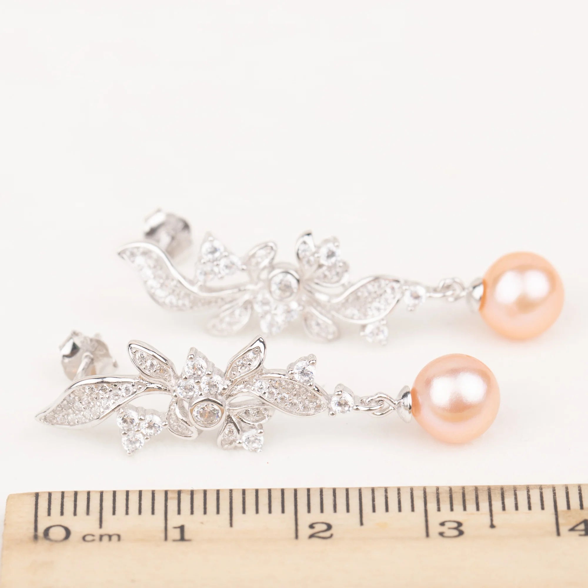 E060654 S925 Pearl Earring 925 Sterling Silver DIY 7-8mm Natural Freshwater Pearl Stud Earring for Women