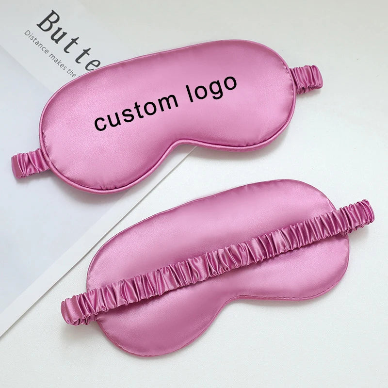 Custom Logo Hotel Travel Wedding Gift Soft Silk Satin Eye Sleeping Mask With Drawstring Bag