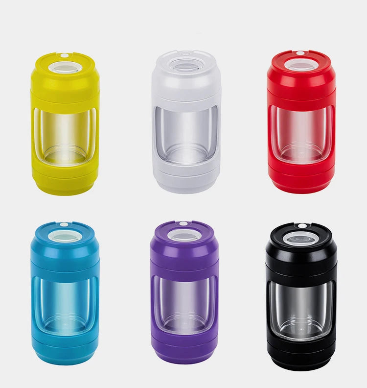 WOWO TECH Custom Logo Plastic 4 in 1 Smoking Accessories Set Led Airtight Storage Bottles Glow Magnifying Jar With Herb Grinders