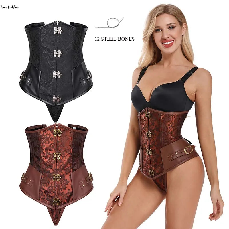 Size Xs-xxxxxxl 4 Row of Metal Clasp Cupless Bustier Tummy Control Shapers 12 Robs Waist Training Corset Steampunk Women Outfits