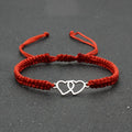 YK Stainless Steel Couple love Heart Bracelet Hand-woven Lucky Red  Rope Bracelet Adjustable Bracelet Jewelry