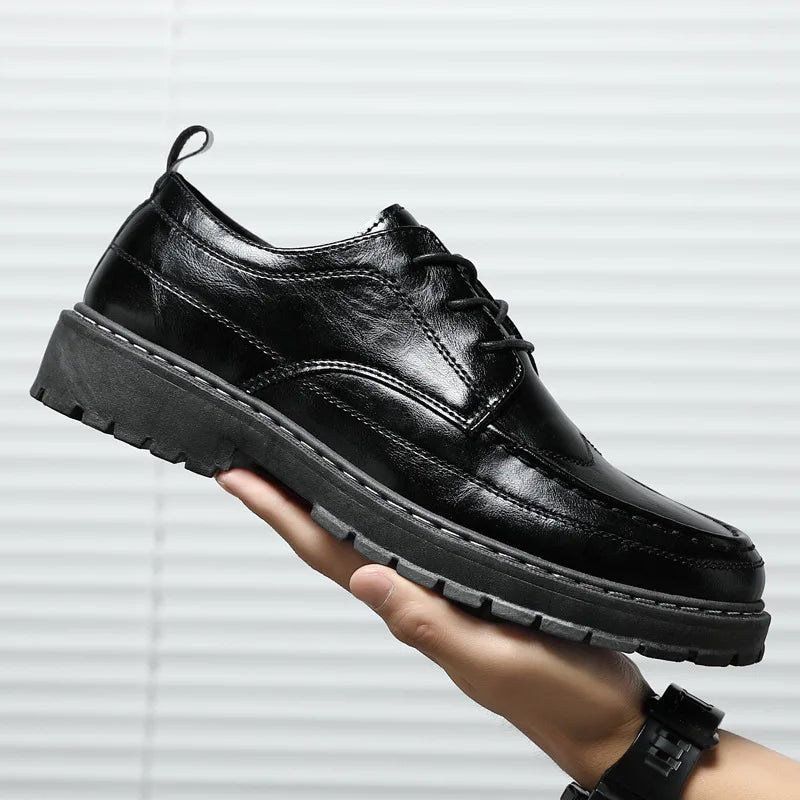 Hot Sale Men's Business Shoes Formal Dress Black PU  Leather Shoes Fashion Trend British Style Leisure Daily Wear Office Shoe