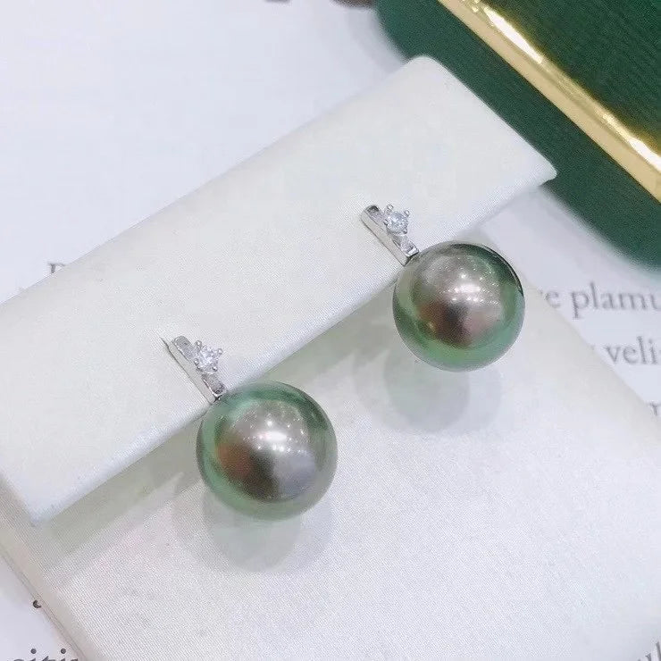 E801 10-11mm DIY Natural  Freshwater Pearl Charm Earrings Mounting Accessory 925 Sterling Silver Gold Plated  Jewelry for Women