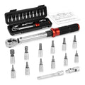 15PCS 1/4" Torque Wrench Set 2-26Nm 17.7-230.1in.lb High Accuracy 72 Tooth Torque Wrenches ForBicycle Repair Kit Home DIY