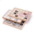 Multiple Colors Bamboo Wood 24 Compartment Jewelry Bracelet Bangle Organizer Tray