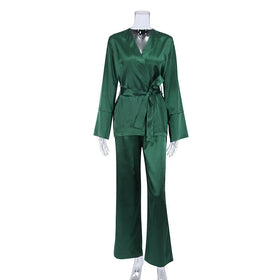 Custom Logo Woman Luxury Pajama Satin Pjs Robe Sets Sleepwear Pyjamas Pajamas for Women