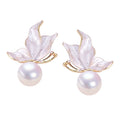 Wholesale Baked Enamel Butterfly Pearl Jewelry Natural Freshwater Pearl Earrings for Women