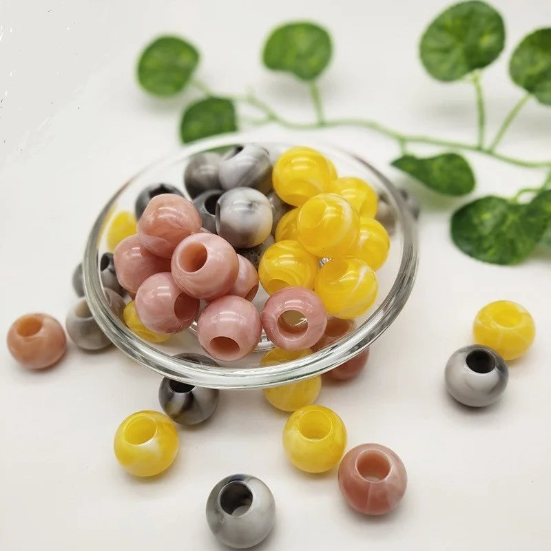 12mm Large Hole Double Color Round Beads Acrylic Material Color Spot Plastic Beads Clothing Accessories MegaBDM