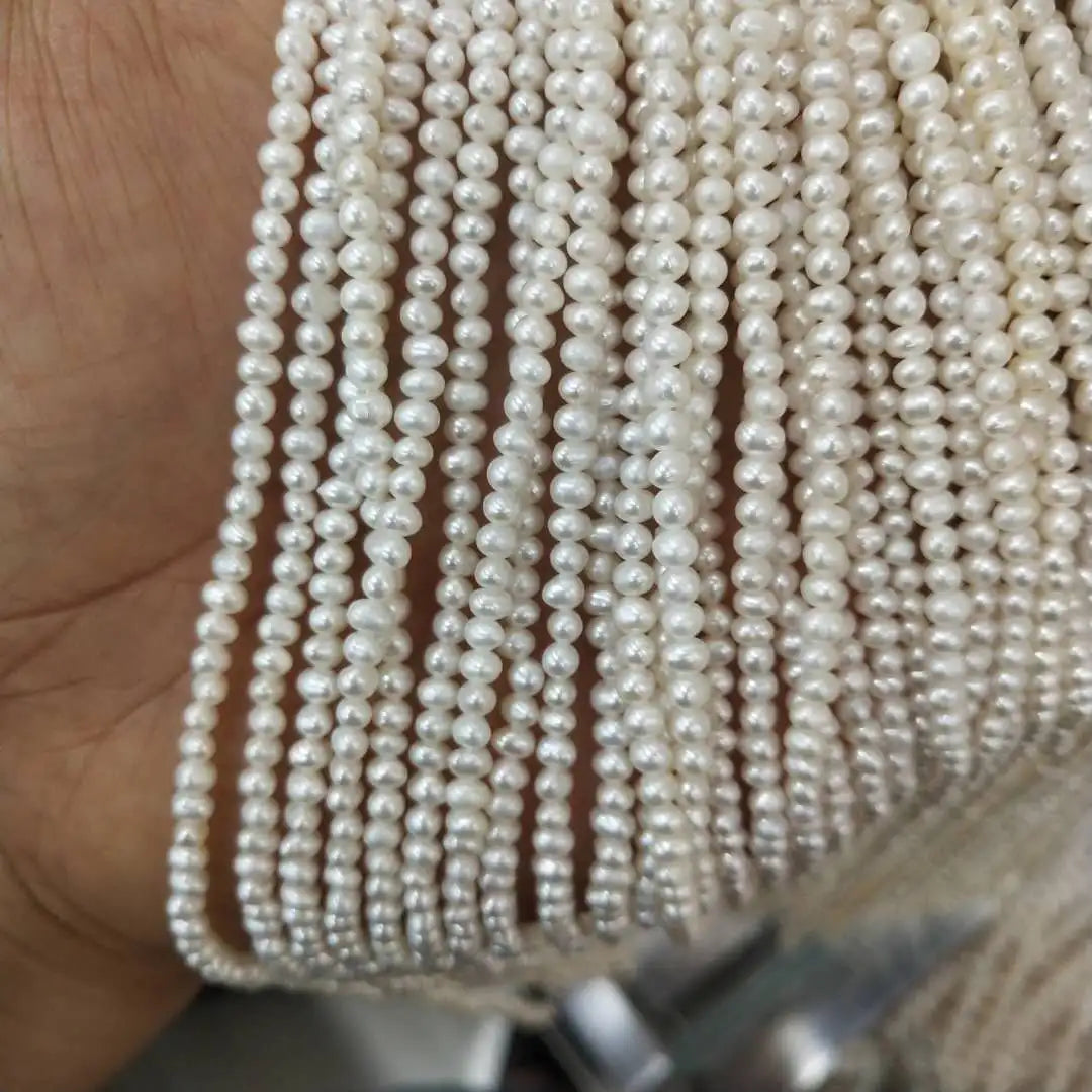 3-4 mm Mini Near Round Freshwater Pearl Loose in Strand Wholesale Freshwater Pearl Strand