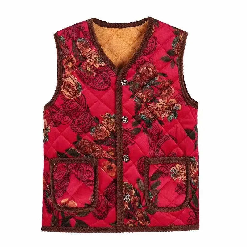 Custom Floral Fleece Yoga Vest Women Scrubs Sleeveless Top Sports Vest Women's Vests & Waistcoats for Women