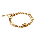 18K Gold Stainless Steel Women Adjustable Love Girls Bracelet Bangle with Heart Hollow Letter Charms Jewelry