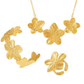Latest Fashion Stainless Steel Jewelry Sets 18K Gold Hypoallergenic Flowers Necklace Rings Earrings  Bracelet Weddings Lovers