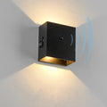Modern Simplicity LED Wall Mount Lamp up Down Cube Outdoor Fixtures Decor Indoor Bedroom Rechargeable Sensor Battery Wall Light