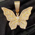 CAOSHI Custom Big Butterfly Design Full Paved Imitated Moissanite Bling Bling Necklace for Women/Men Hip Hop Party CZ Necklaces