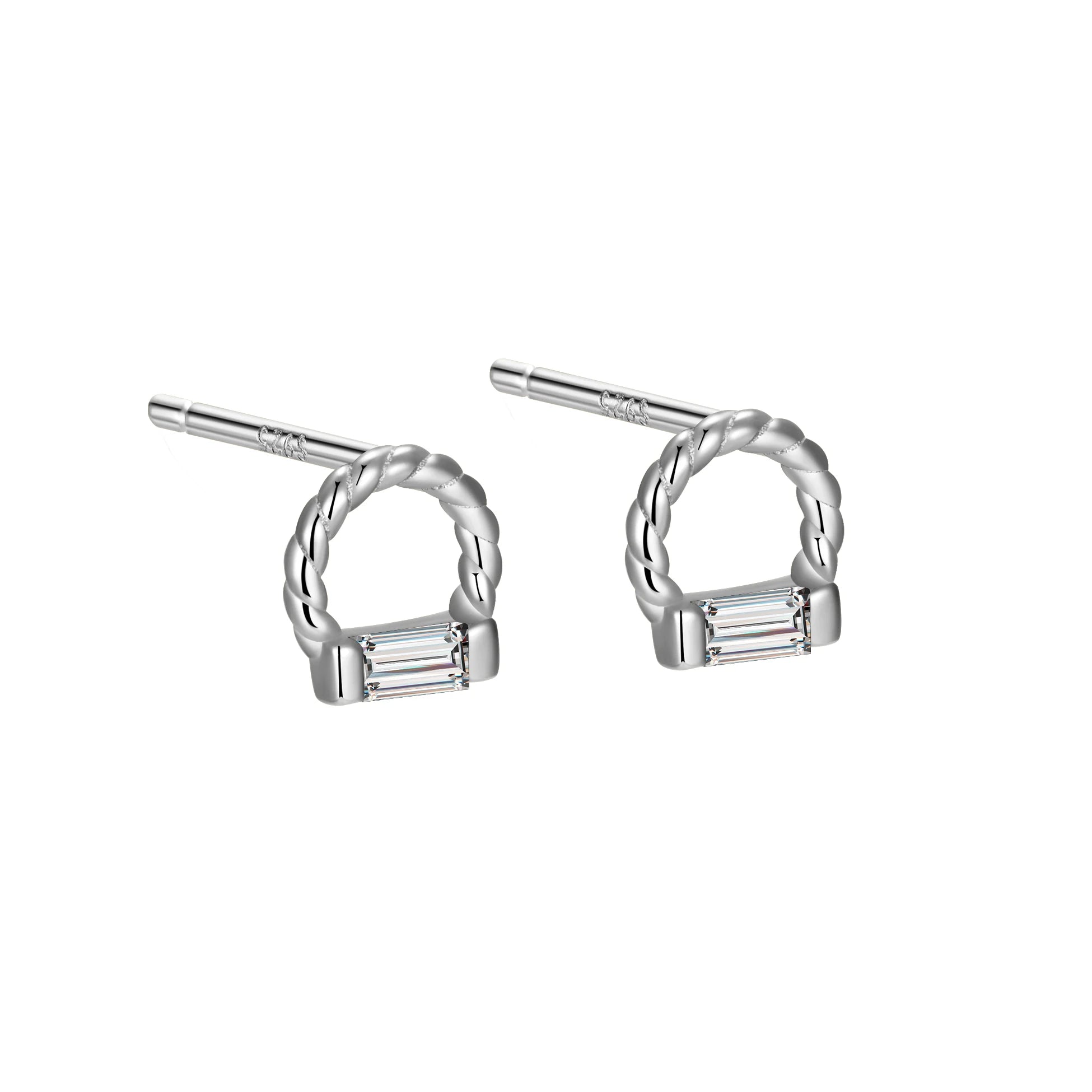 Real 925 Sterling Silver Earrings Set Colorful CZ Round Rope Geometric Twisted Stud for Women Wholesale Fine Jewelry
