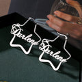 Customized Name Star Shape Stainless Steel 18K Gold/Silver Plated Personalized Initials Earrings Fashion Creative Women's