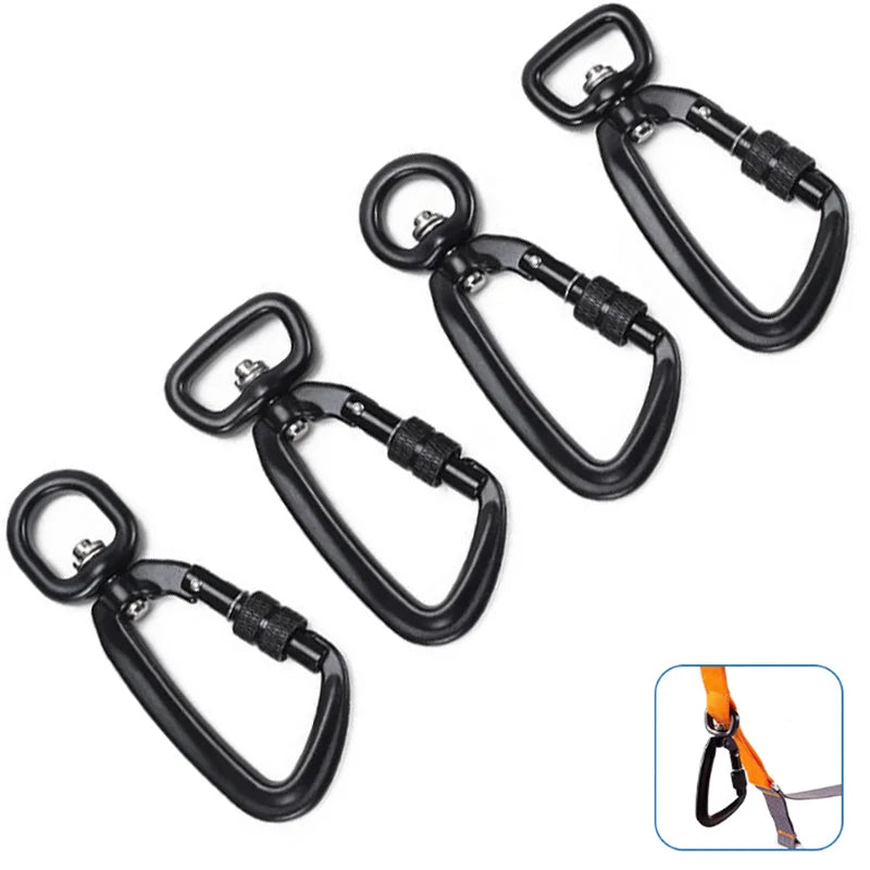 5kN Aluminum Metal Screw Locking Dog Lead Swivel Carabiner Clevis Slip Hook Latch High Strength Carabiner for Outdoor Sports