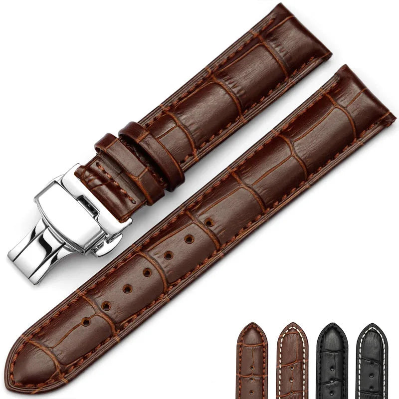 Alligator Watch Strap Accessories Handmade Stitching Quick Release 19mm 20mm 21mm 22mm Crocodile Pattern Leather Watch Band