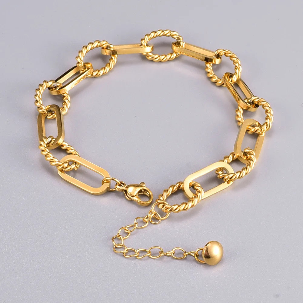 Chic New Style Gold Plated Stainless Steel Chunky Chain  Bracelet