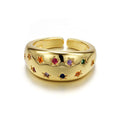 De Tarnish Free Colorful Cubic Zirconia Ring PVD 18K Gold Plating Brass Zirconia Rings Custom Colorful Gemstones Open Brass Ring