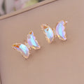925 Silver Needles Colorful Crystal Butterfly Stud Earrings Jewelry