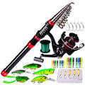 39pcs Portable Carbon Telescopic Rod Reel Set for Sea River Fishing Long Casting Spinning Combo Lures EVA Hooks for Bass Trout