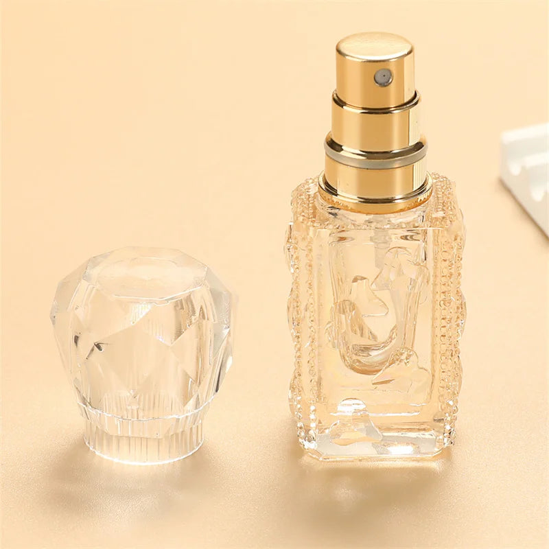 Fancy Woman Travel Size Small Mini 3 ml Gold Sprayer Glass Refillable Crystal Perfume Spray Bottle
