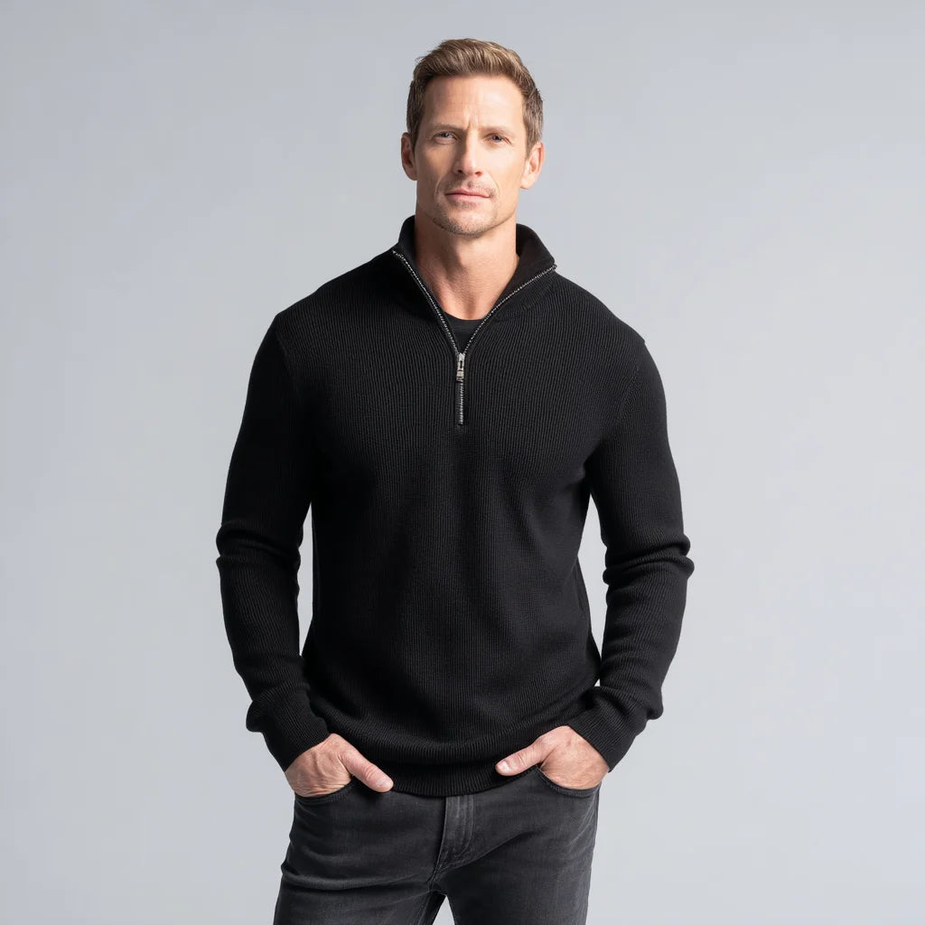 UrbanFlex Men's Quarter-Zip Thermal Knit Sweater Active Winter Outdoor Knitwear Sweater