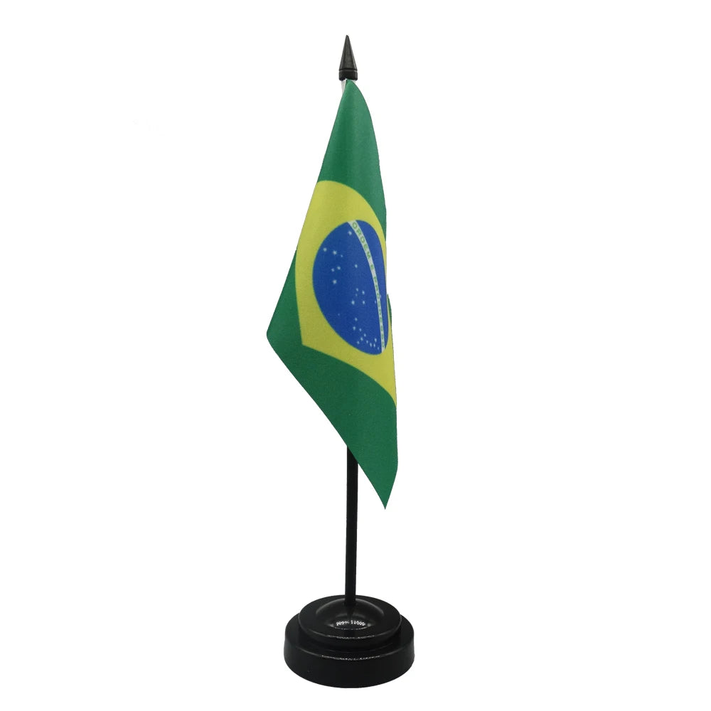 Vivid Polyester Weather Resistant Durable Office Custom Brazil Table Flag Printed Desk Flags