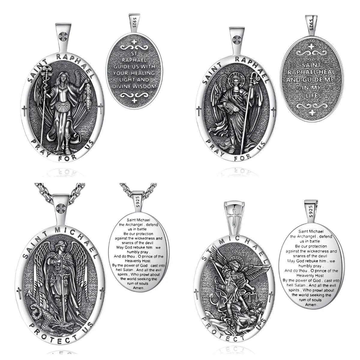 Merryshine 925 Silver Jewelry Patron Amulet Medal Jewelry Saint Jude Green Jade Saint Jude Necklace